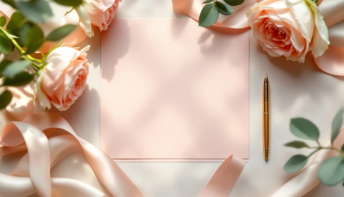 Invitación de quinceañera impresa sobre una mesa con flores y una vela encendida