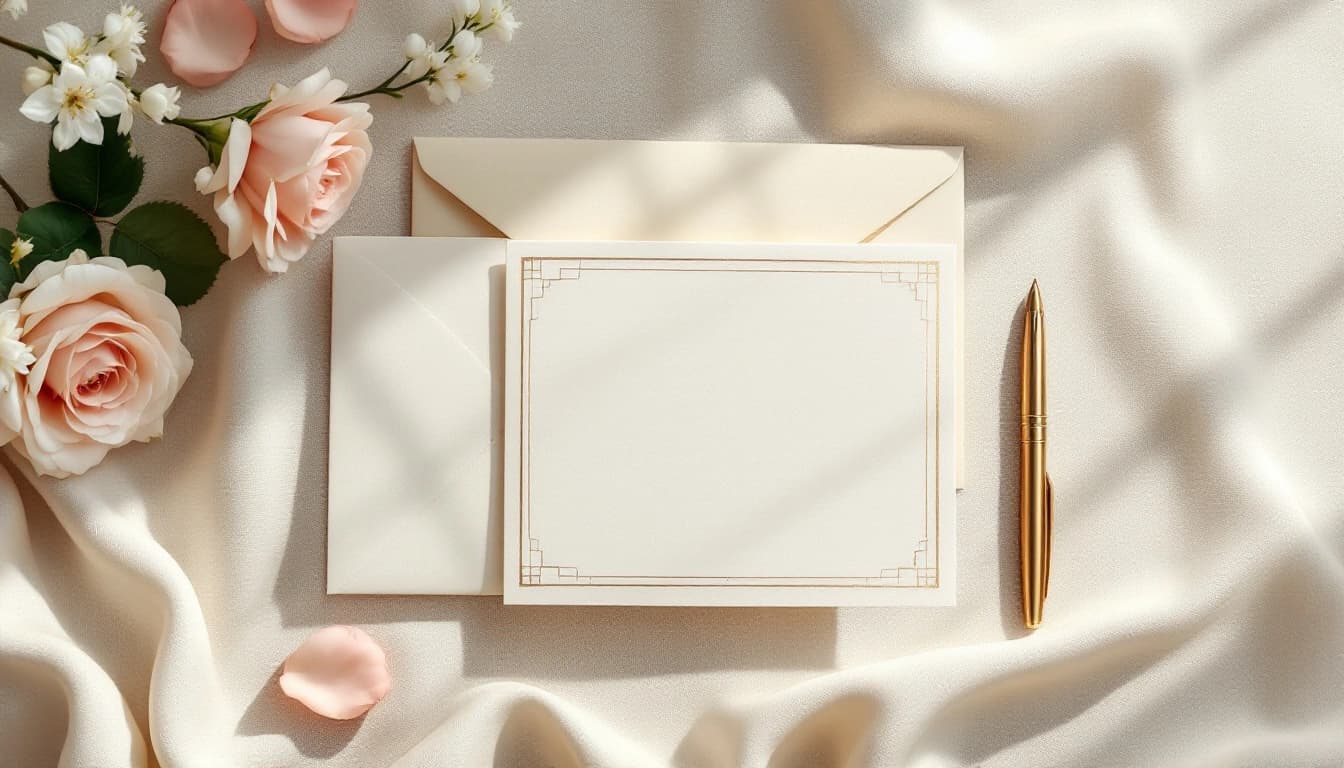 Elegant Nikah invitation card in cream and gold with a digital RSVP invitation on a phone beside it